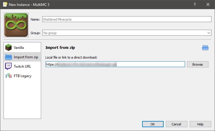 Prism Add Instance screen